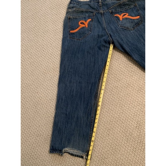 Vintage Rocawear Y2K Blue Jeans 40x28 Embroidered Streetwear Skate Baggy 90s - Picture 2 of 10